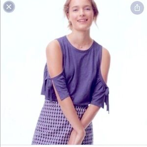 𝅺loft blue Sz s small cold shoulder tie top